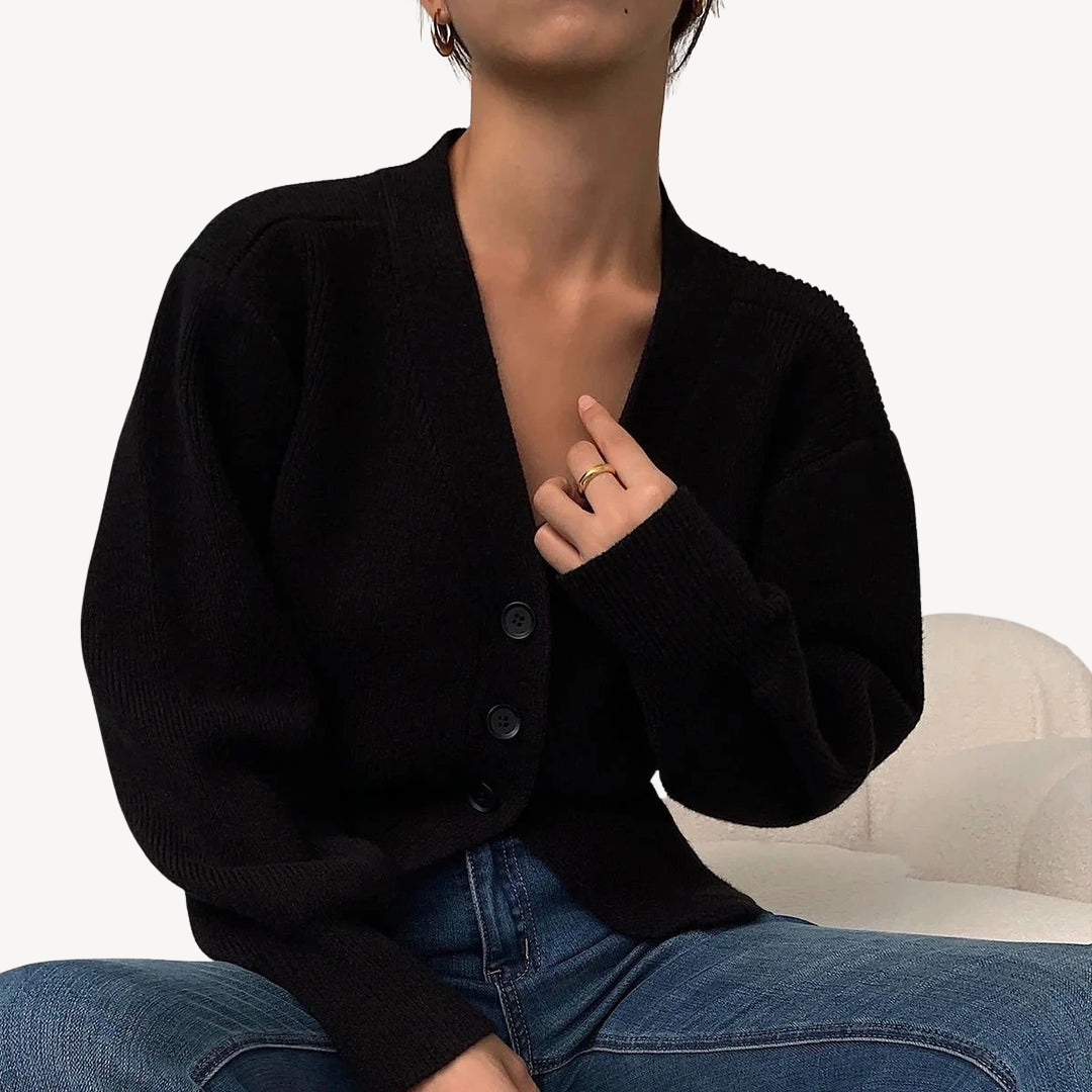 Soft V-Neck Knit Cardigan Sweater - OutfitLondon