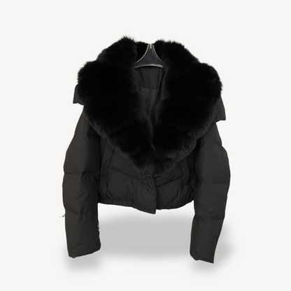Warm Down Filled Coat with Faux Fur Trim for Ladies