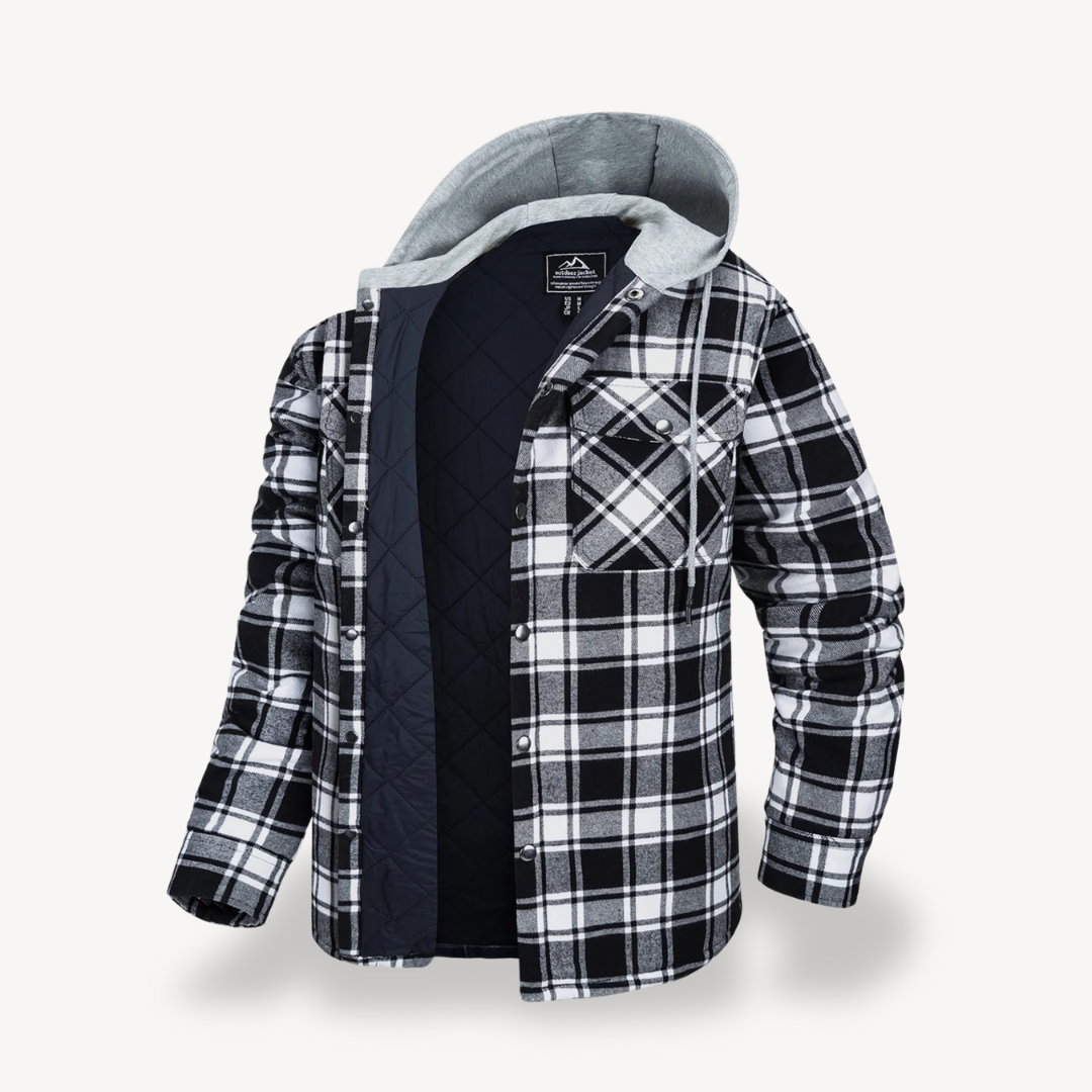 Warm Checked Hoodie Coat for Men