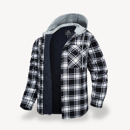 Warm Checked Hoodie Coat for Men