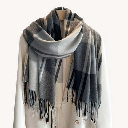 Classic Checkered Wool Scarf for Ladies