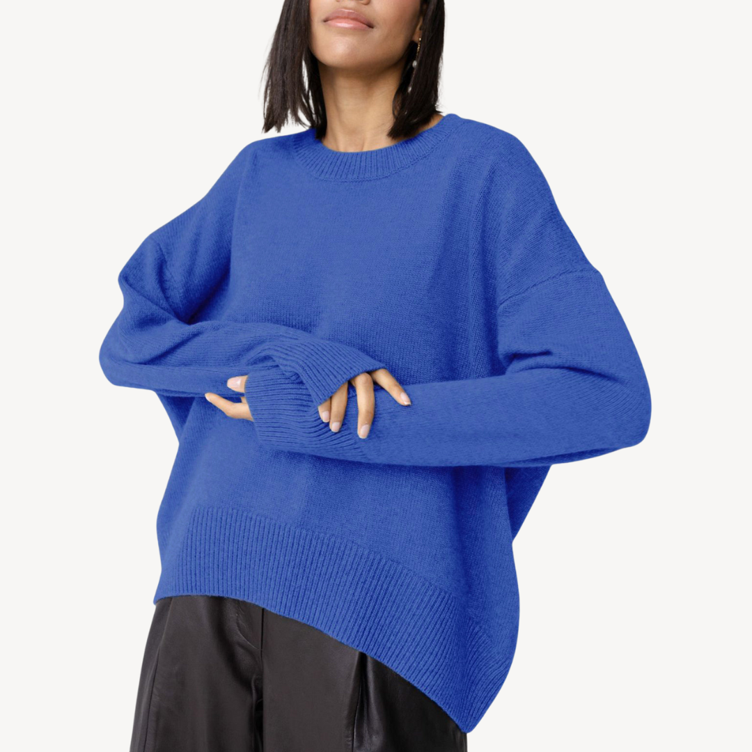 Large Soft Wool Crew Neck Sweater for Women - OutfitLondon