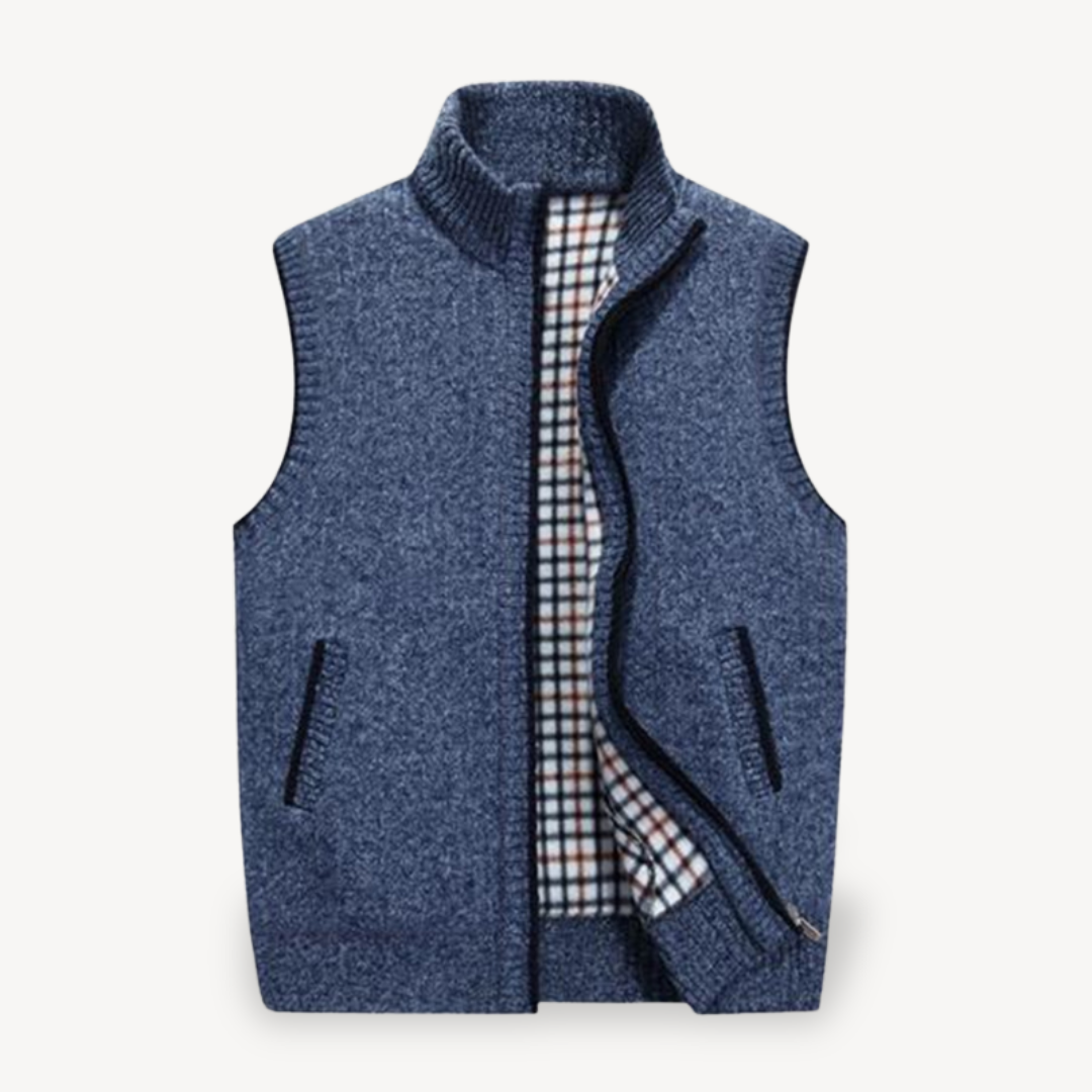 Warm Plaid Lined Men's Vest