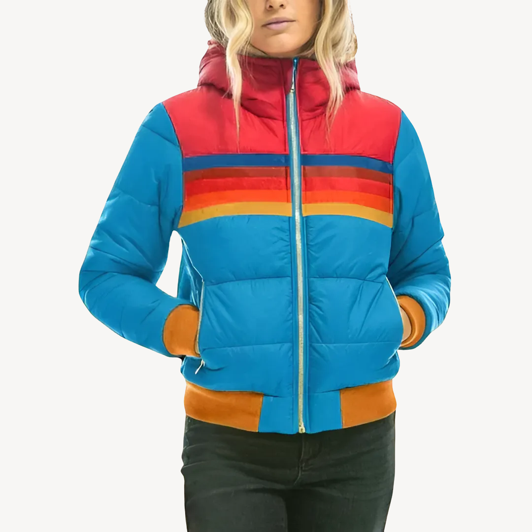 Ladies' Striped Insulated Winter Coat