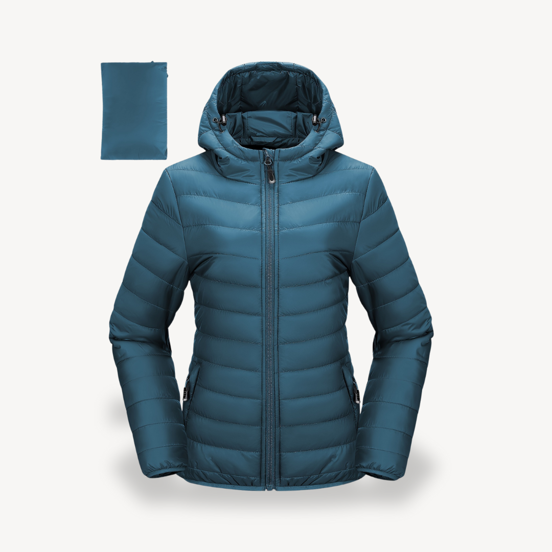 Lightweight Women's Puffer Coat with Hood - OutfitLondon