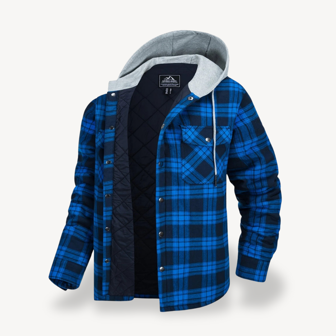 Warm Checked Hoodie Coat for Men