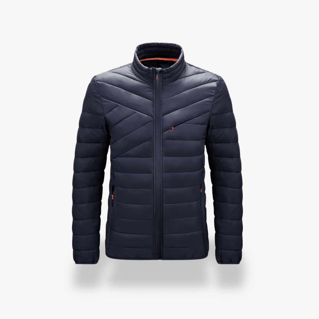 Warm Puffer Coat for Men with High Collar