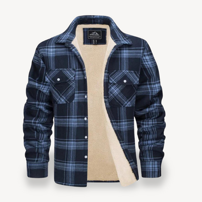 Warm Plaid Sherpa Lined Flannel Shirt for Men