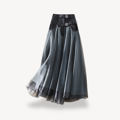 Flowy Black Long Skirt for Women Chiffon