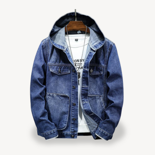 Casual Blue Jeans Hooded Jacket for Men - OutfitLondon