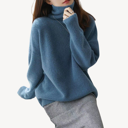 Cozy Women's Cable Knit Turtleneck Jumper