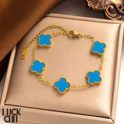 Elegant Flower Charm Bangle 14K Gold Plated Stainless Steel