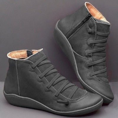 Soft Women's Zipper Ankle Boots Faux Leather