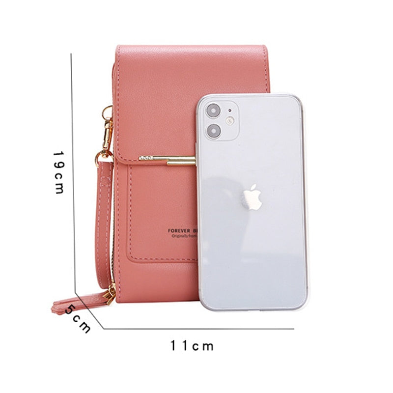 Luxury Leather Shoulder Handbag with Keychain