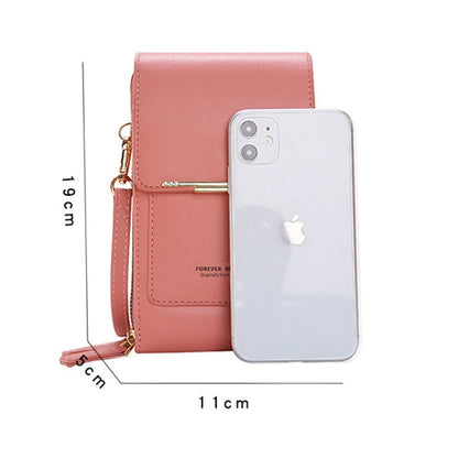 Luxury Leather Shoulder Handbag with Keychain