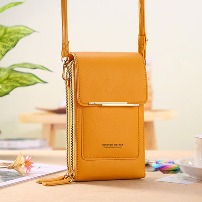 Luxury Leather Shoulder Handbag with Keychain
