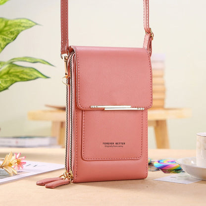 Luxury Leather Shoulder Handbag with Keychain