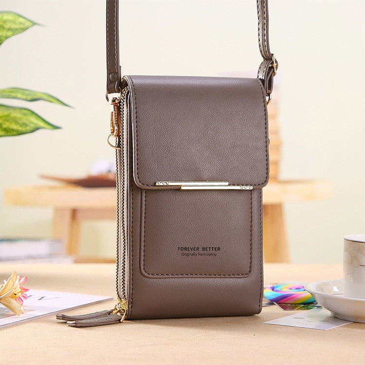 Luxury Leather Shoulder Handbag with Keychain