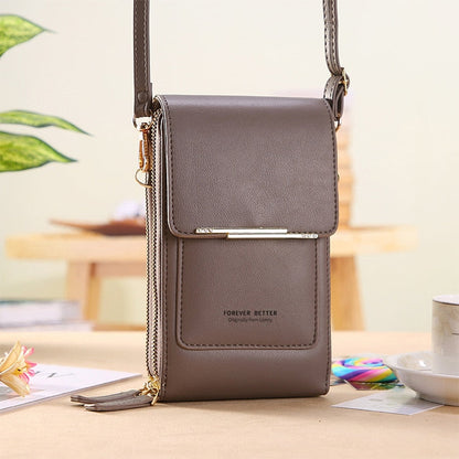 Luxury Leather Shoulder Handbag with Keychain