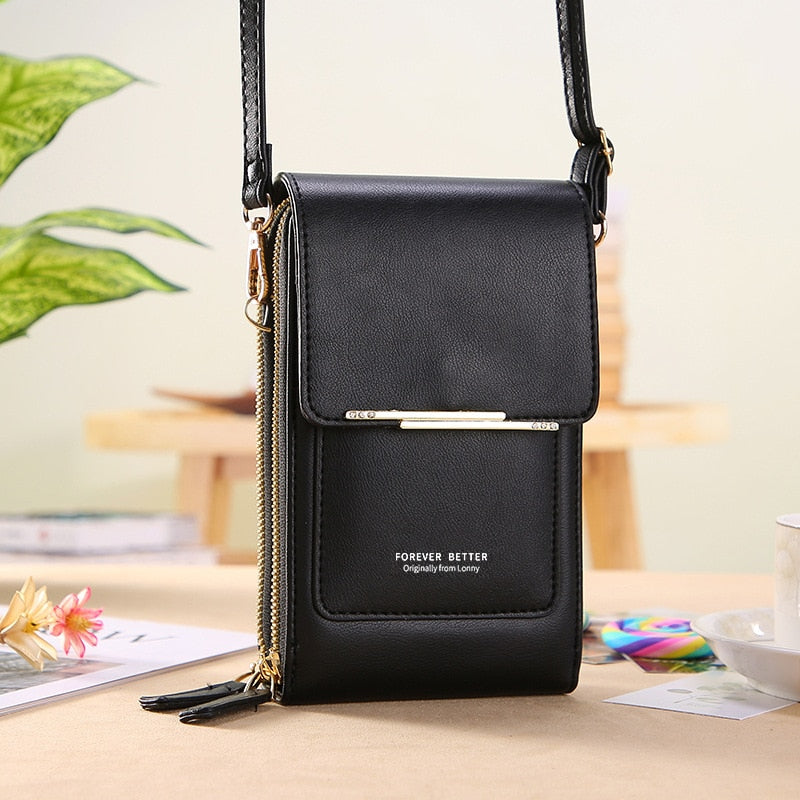 Luxury Leather Shoulder Handbag with Keychain