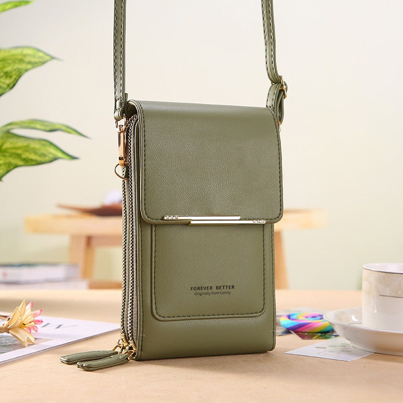 Luxury Leather Shoulder Handbag with Keychain
