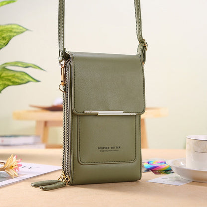 Luxury Leather Shoulder Handbag with Keychain