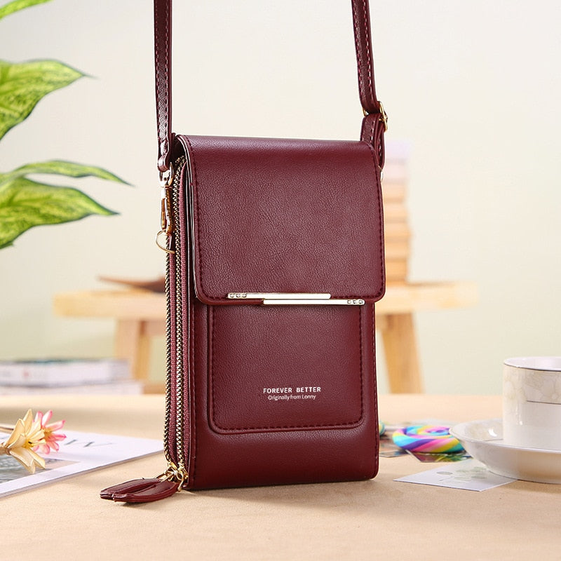 Luxury Leather Shoulder Handbag with Keychain