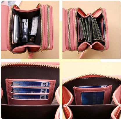 Luxury Leather Shoulder Handbag with Keychain