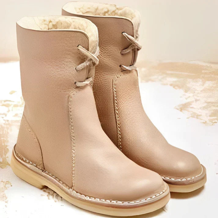 Ladies Genuine Leather Ankle Boots with Warm Lining - OutfitLondon