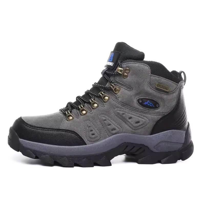 Waterproof Hiking Boots Outdoor Gray Leather Shoes