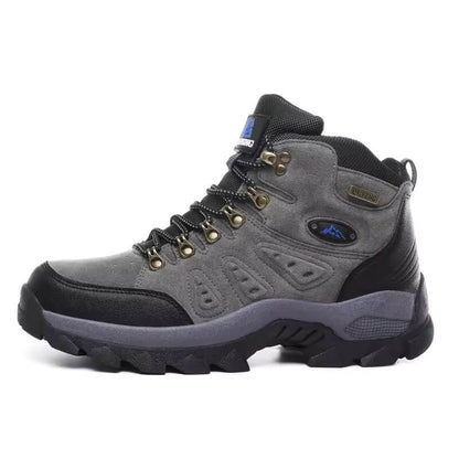 Waterproof Hiking Boots Outdoor Gray Leather Shoes
