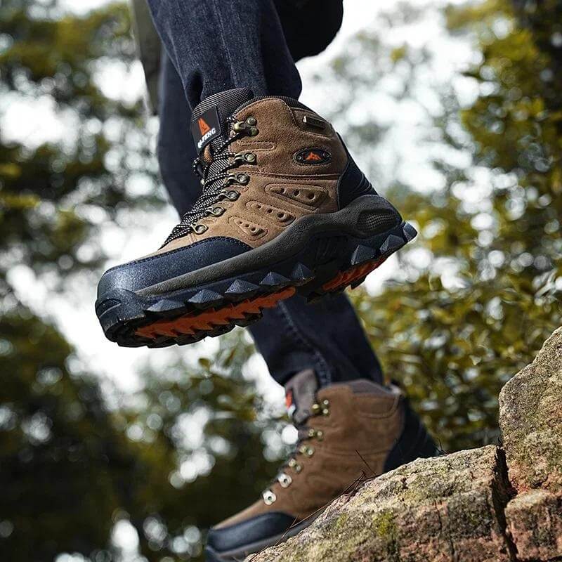Waterproof Hiking Boots Outdoor Gray Leather Shoes