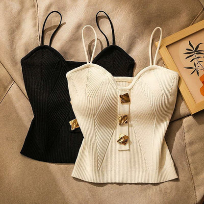 Fitted Ribbed Tank Top with Spaghetti Straps