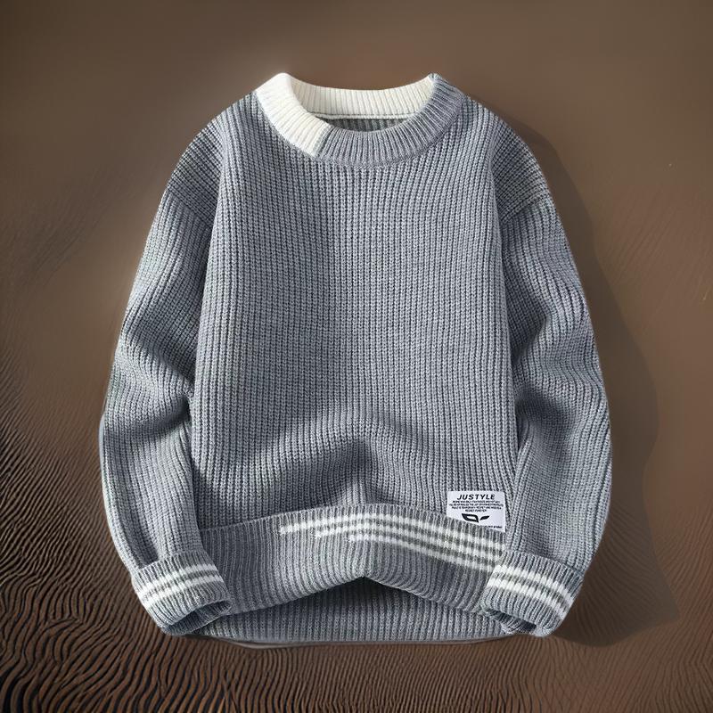 Relaxed Fit Mens Striped Crew Neck Sweater