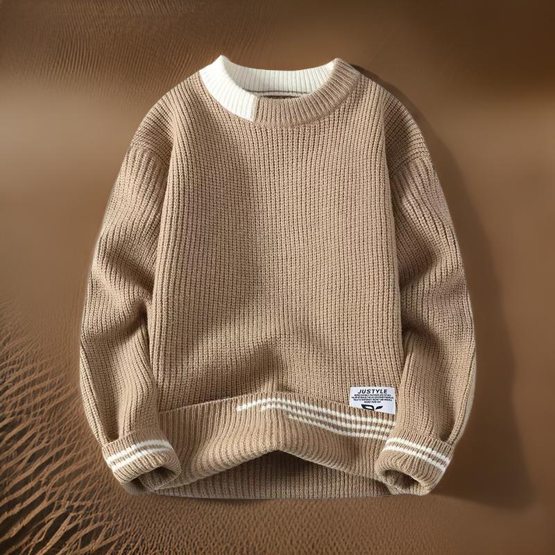 Relaxed Fit Mens Striped Crew Neck Sweater