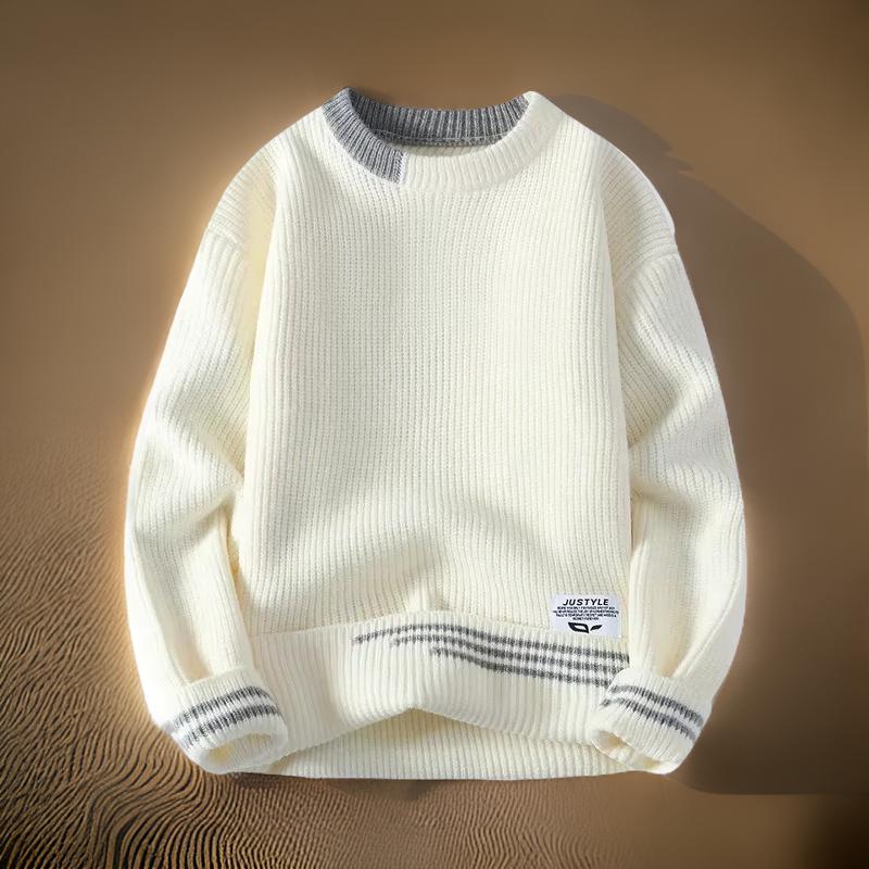 Relaxed Fit Mens Striped Crew Neck Sweater