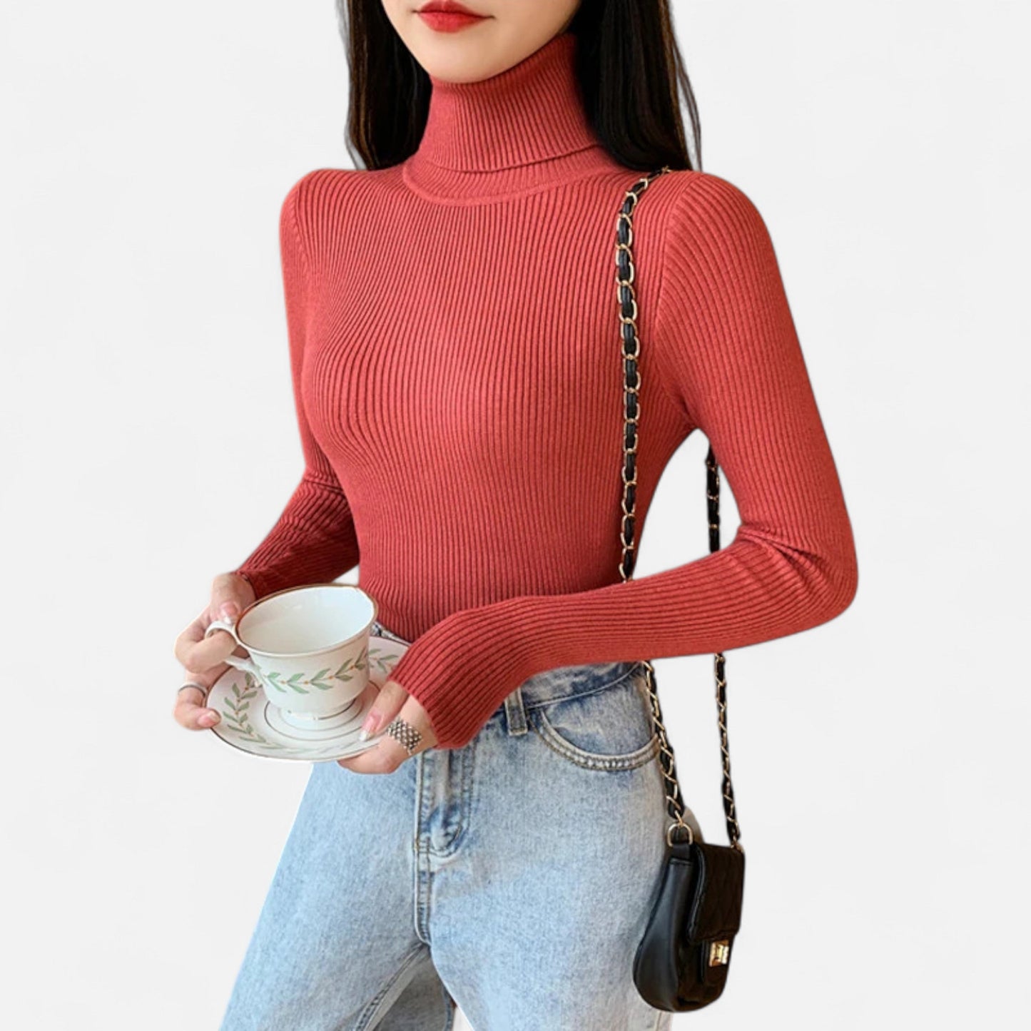 Warm Knitted Women's Turtleneck Jumper