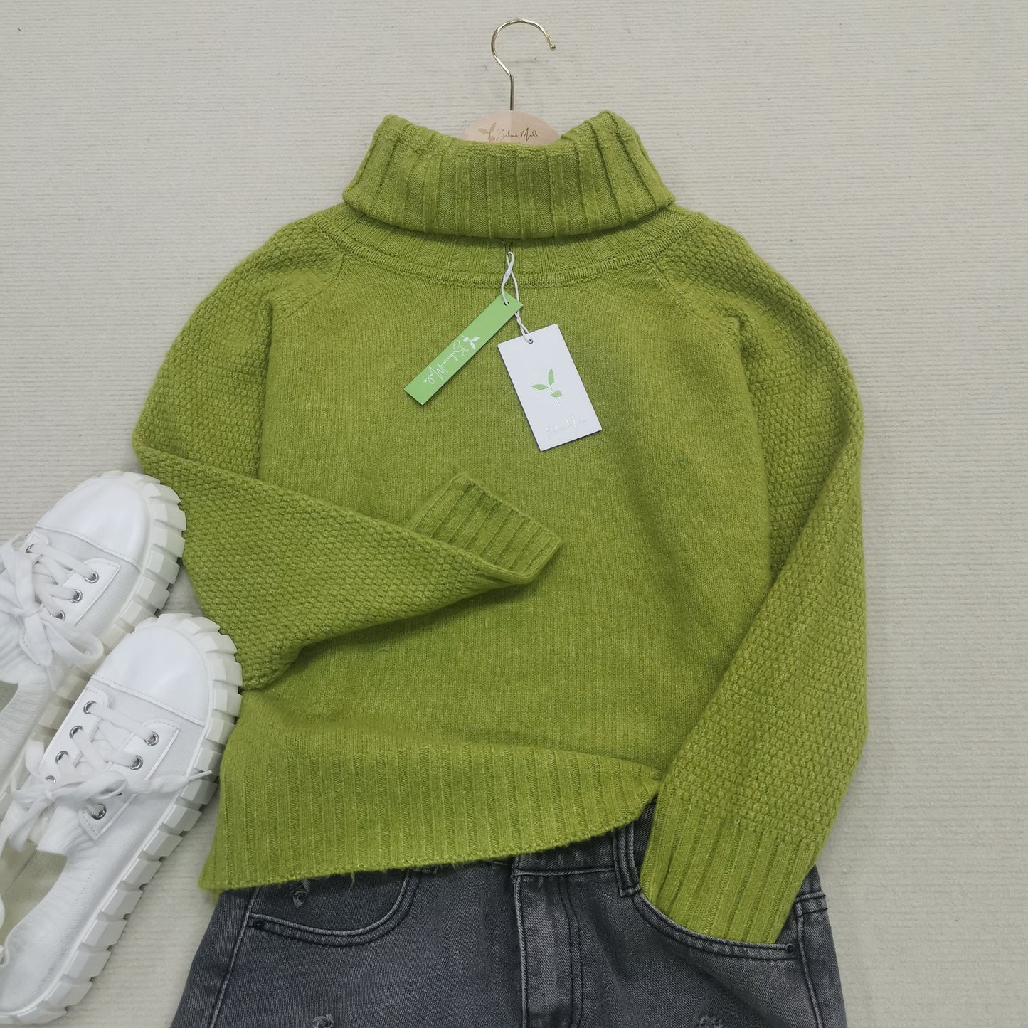 Soft Large Cable Knit Turtleneck Sweater