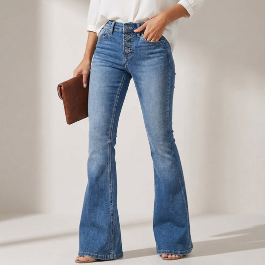 Women's Classic Denim High Waist Flare Pants