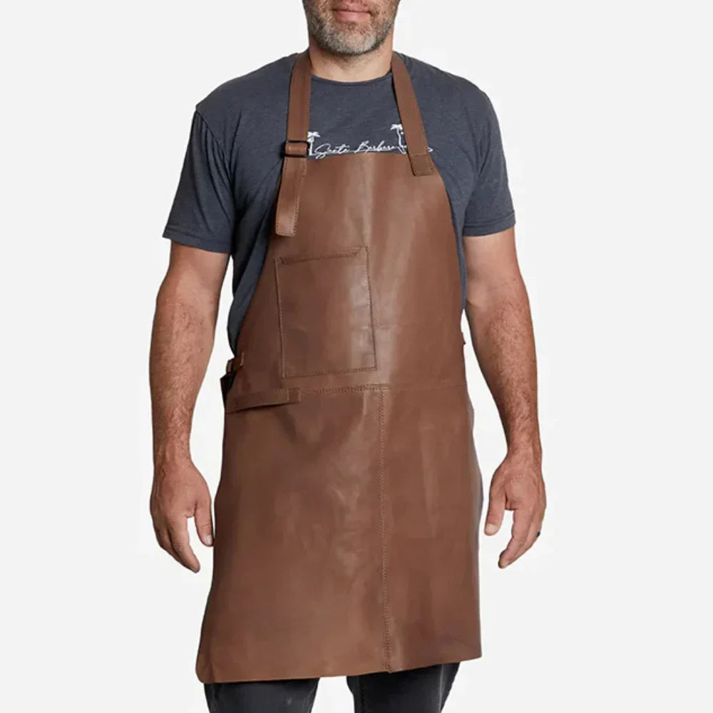 Brown Leather Apron Waterproof For Home Work Outdoor Use - OutfitLondon