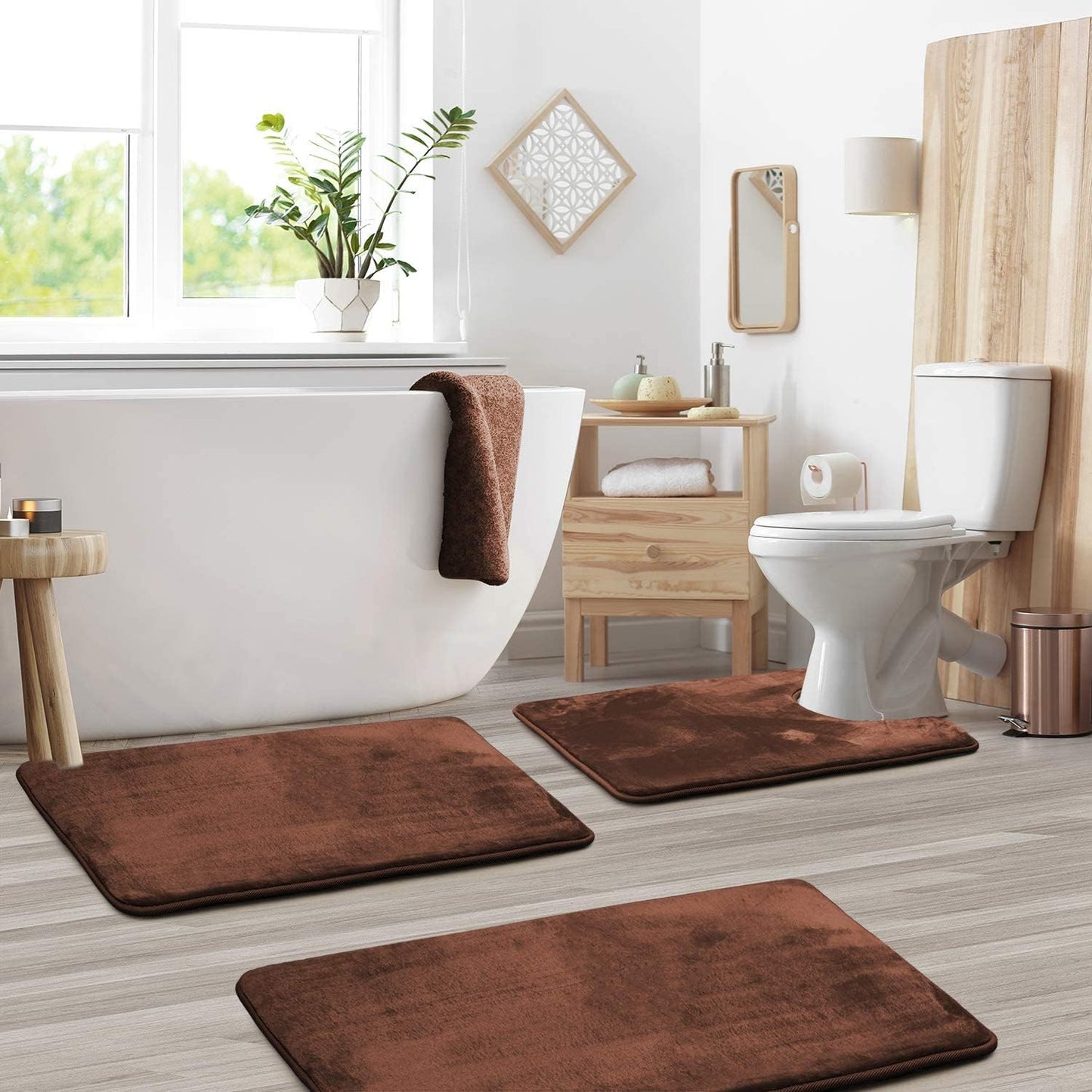 Soft Cushion Bath Mat Set 3-Piece Non Slip
