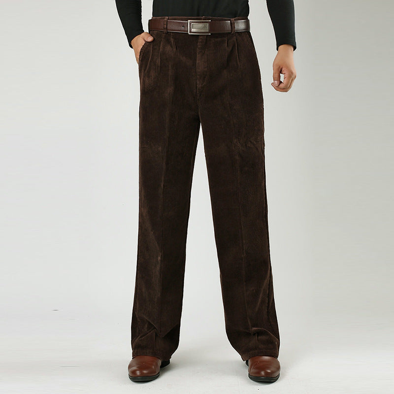 Men's Comfortable Corduroy Pants with Pleats