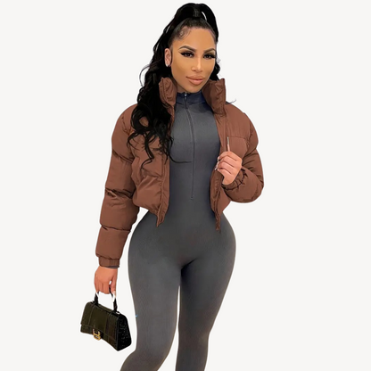 Short Puffer Zip Up Women's Jacket
