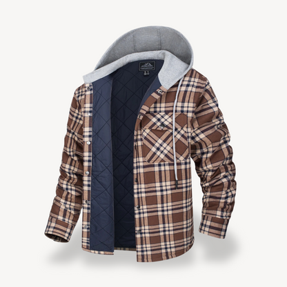 Warm Checked Hoodie Coat for Men