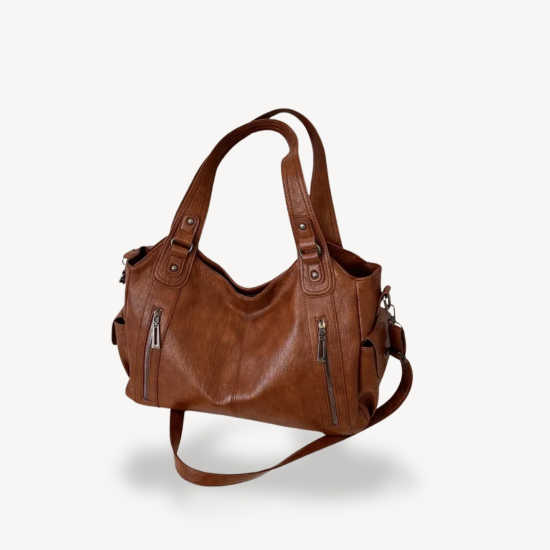 Ladies Large Zip Top Leather Handbag Tote
