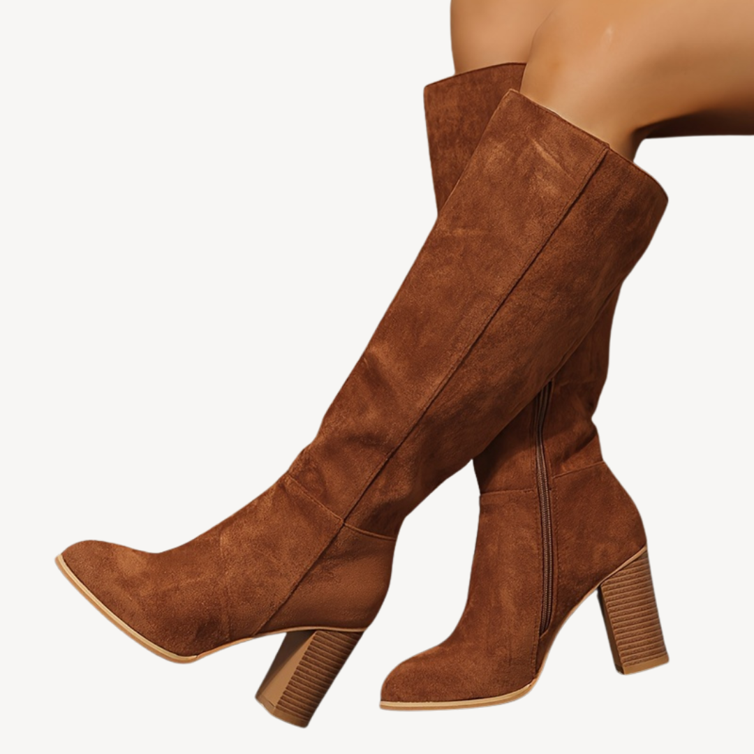 Comfortable High Heel Tall Leather Boots