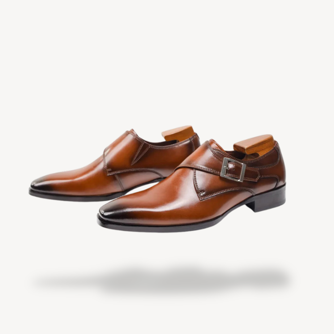 Comfortable Genuine Leather Business Shoes with Buckle - OutfitLondon