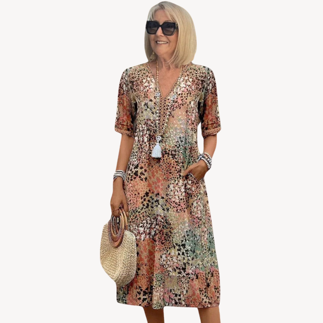 Casual Floral Midi Dress - Loose Tiered Maxi Style