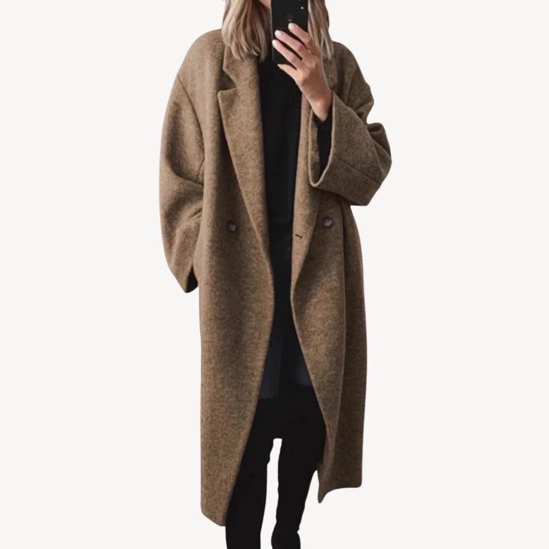 Ladies Warm Wool Double Button Coat