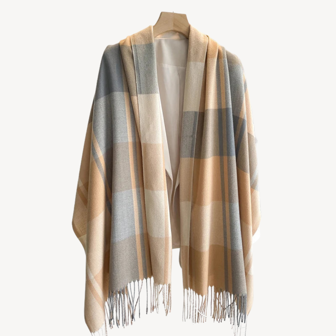 Classic Checkered Wool Scarf for Ladies